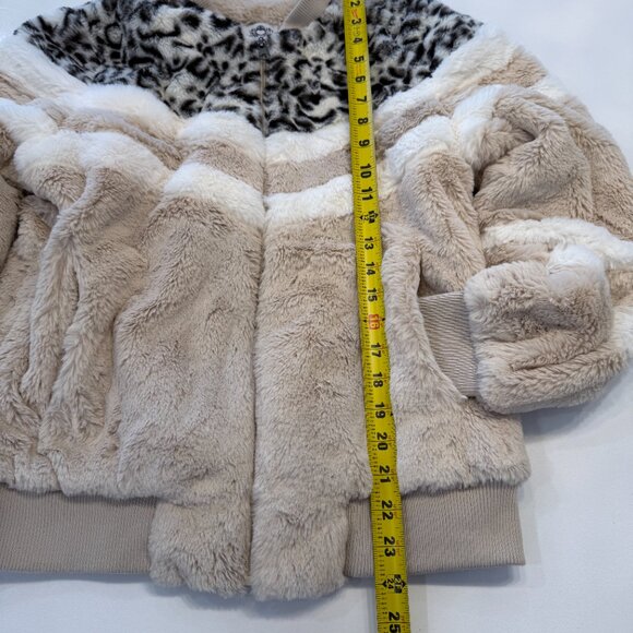 Katydid Snow Leopard Chevron Sherpa Faux Fur Jacket Size S - Picture 3 of 7